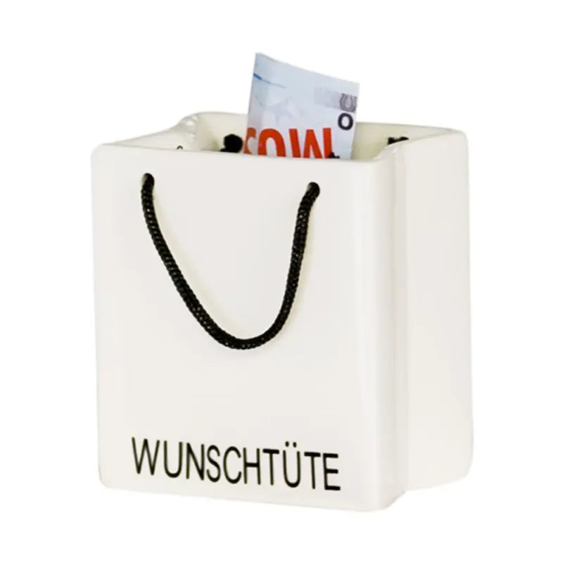 Spardose "Wunschtüte" aus Porzellan