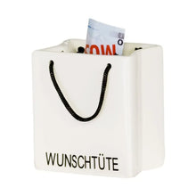 Spardose "Wunschtüte" aus Porzellan