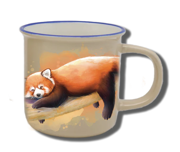 Handgemachte Tasse "Roter Panda" im Aquarell-Design mit Wunschname