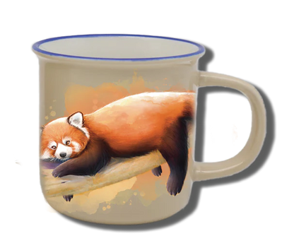 Handgemachte Tasse "Roter Panda" im Aquarell-Design mit Wunschname
