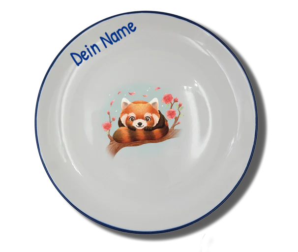Teller (Ø 20cm) "Roter Panda" Natur mit Wunschname