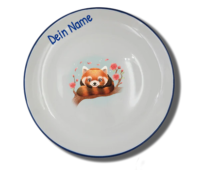 Teller (Ø 20cm) "Roter Panda" Natur mit Wunschname