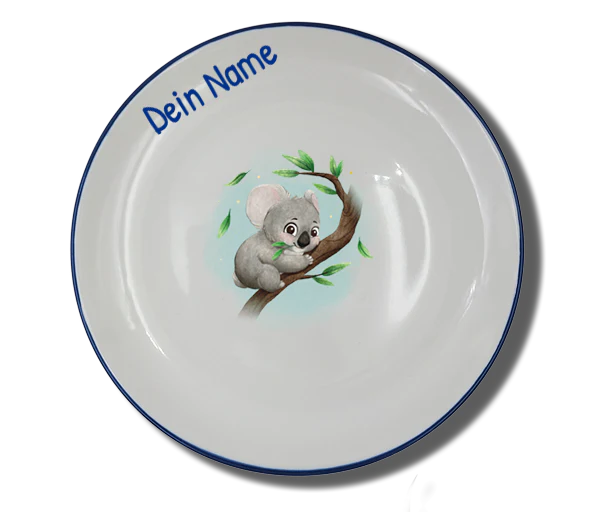 Teller (Ø 20cm) "Koala" Natur mit Wunschname