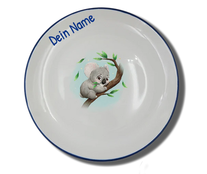 Teller (Ø 20cm) "Koala" Natur mit Wunschname