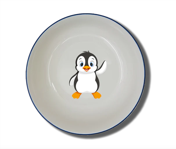 Schale Natur (Ø 15cm) "Pinguin" mit Wunschname