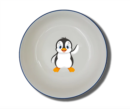 Schale Natur (Ø 15cm) "Pinguin" mit Wunschname
