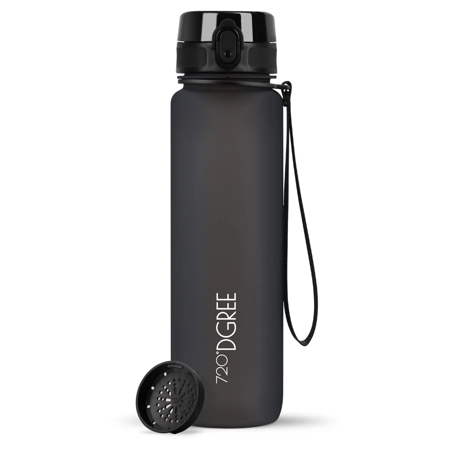 Trinkflasche 720DGREE uberBottle softtouch mit Sieb 1000 ml, Schwarz