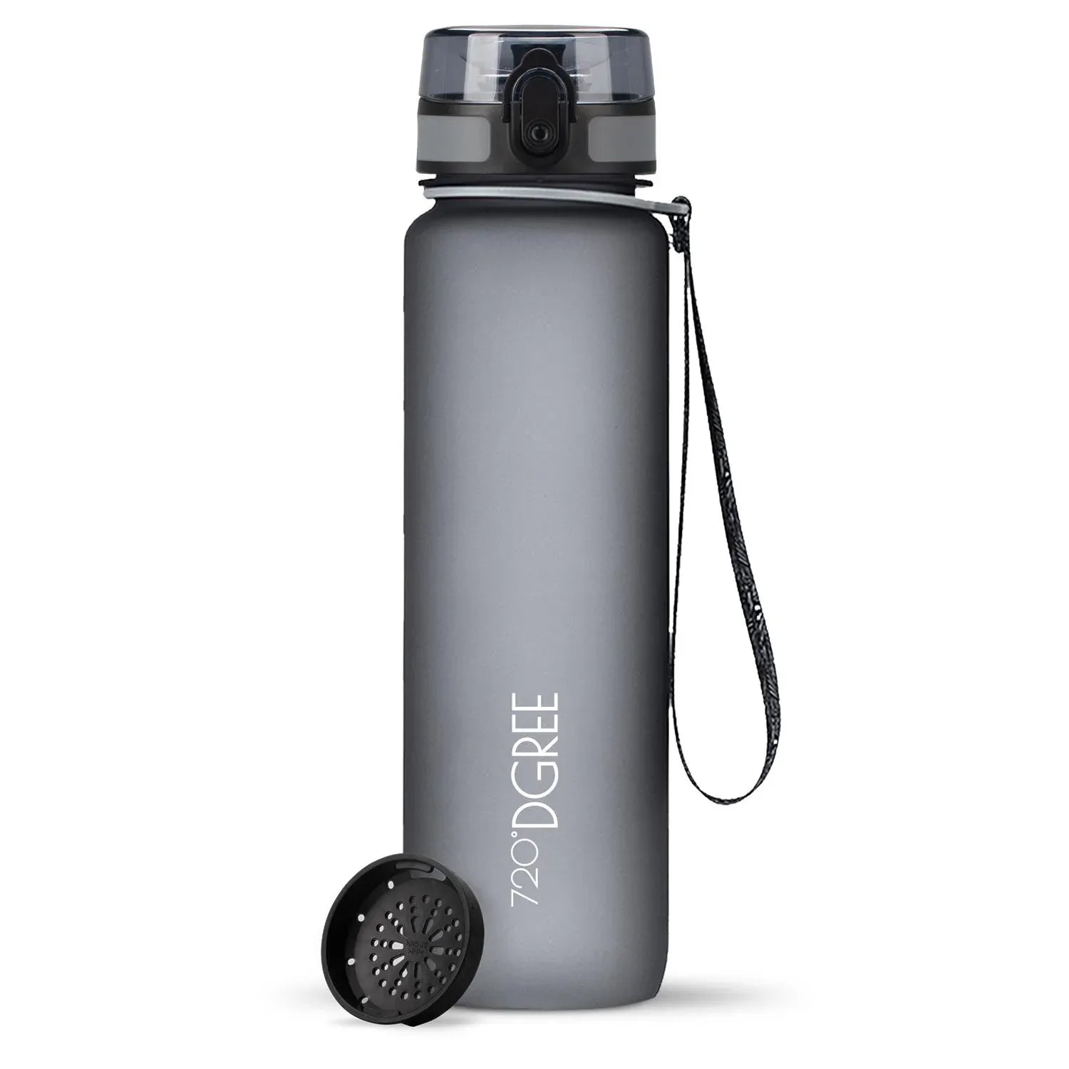 Trinkflasche 720DGREE uberBottle softtouch mit Sieb 1000 ml, Grau