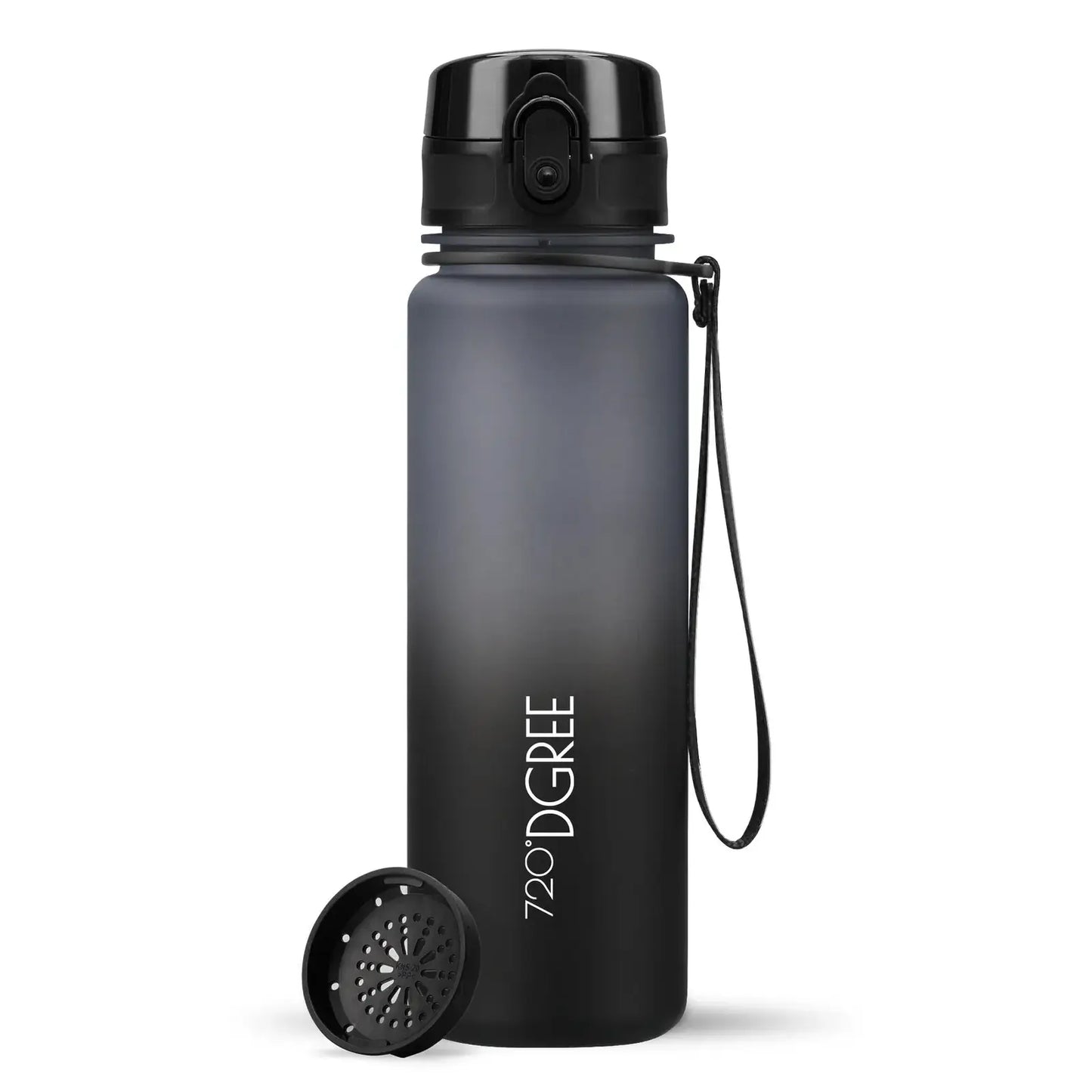 Trinkflasche 720DGREE uberBottle softtouch mit Sieb 500 ml, Grau/Schwarz