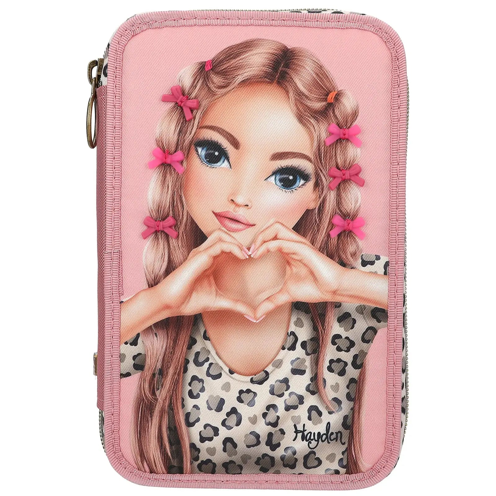 TOPModel 3-Fach Federtasche LEOHEART mit Schleifen, Front mit TOPModel-Print