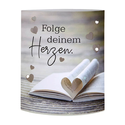 Dekoleuchte "Folge deinem Herzen" aus Papier