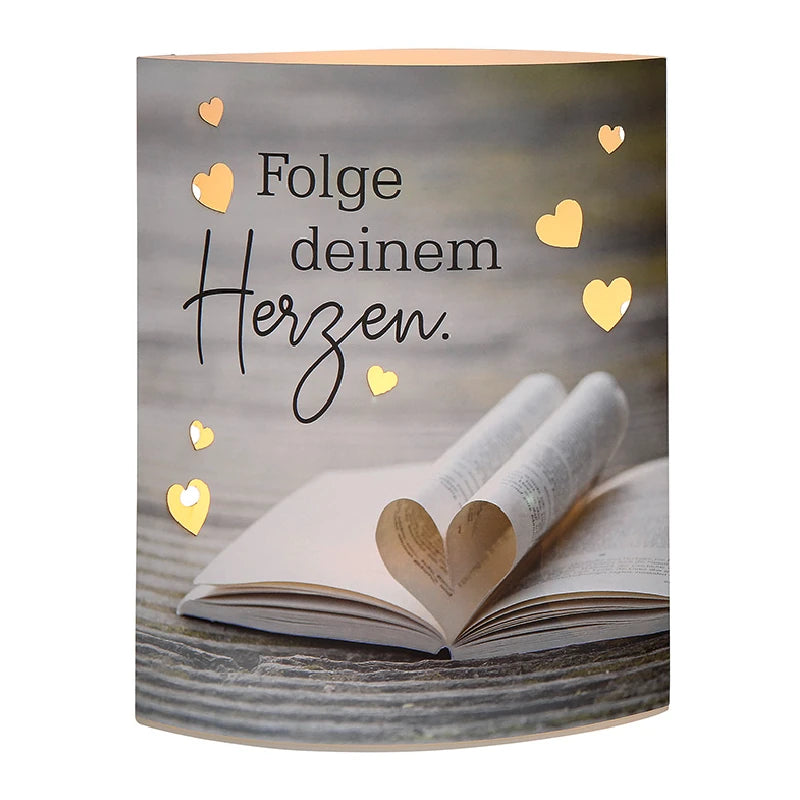 Dekoleuchte "Folge deinem Herzen" aus Papier