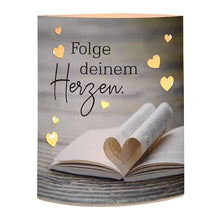 Dekoleuchte "Folge deinem Herzen" aus Papier