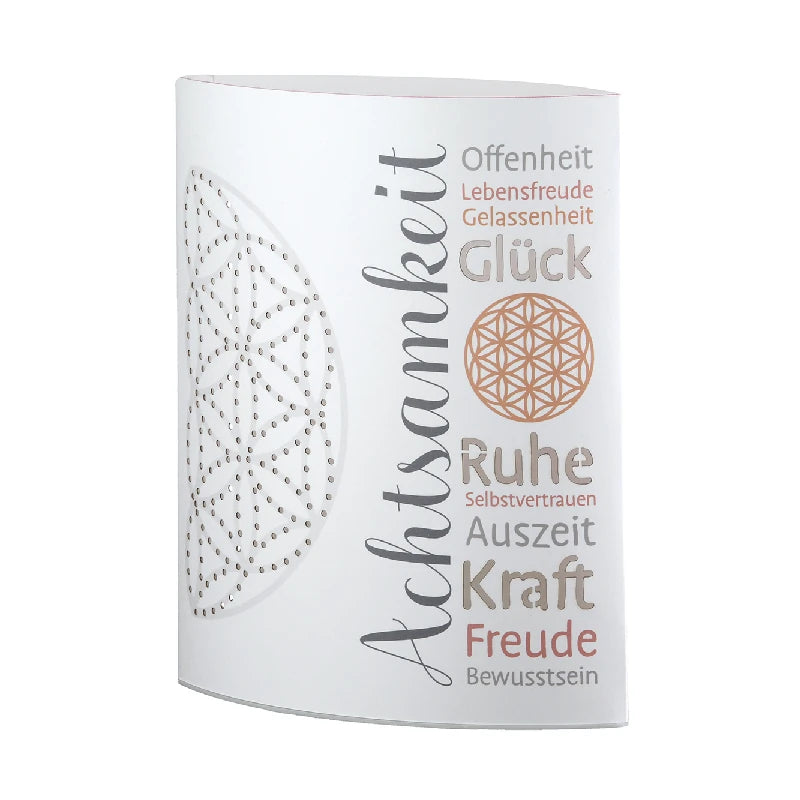 Dekoleuchte "AchtsamZeit" aus Papier mit ausgestanzten Punkten Blume des Lebens