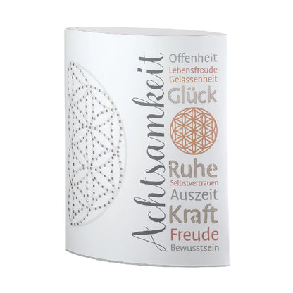 Dekoleuchte "AchtsamZeit" aus Papier mit ausgestanzten Punkten Blume des Lebens