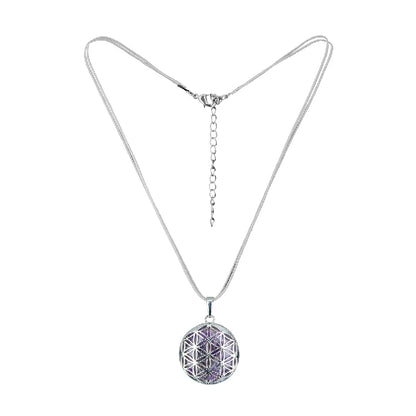 Halskette "Blume des Lebens" mit Schmuckstein Amethyst