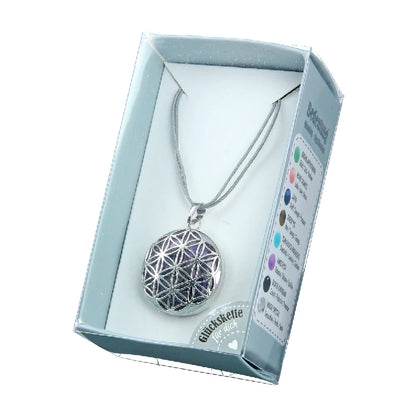 Halskette "Blume des Lebens" mit Schmuckstein Amethyst
