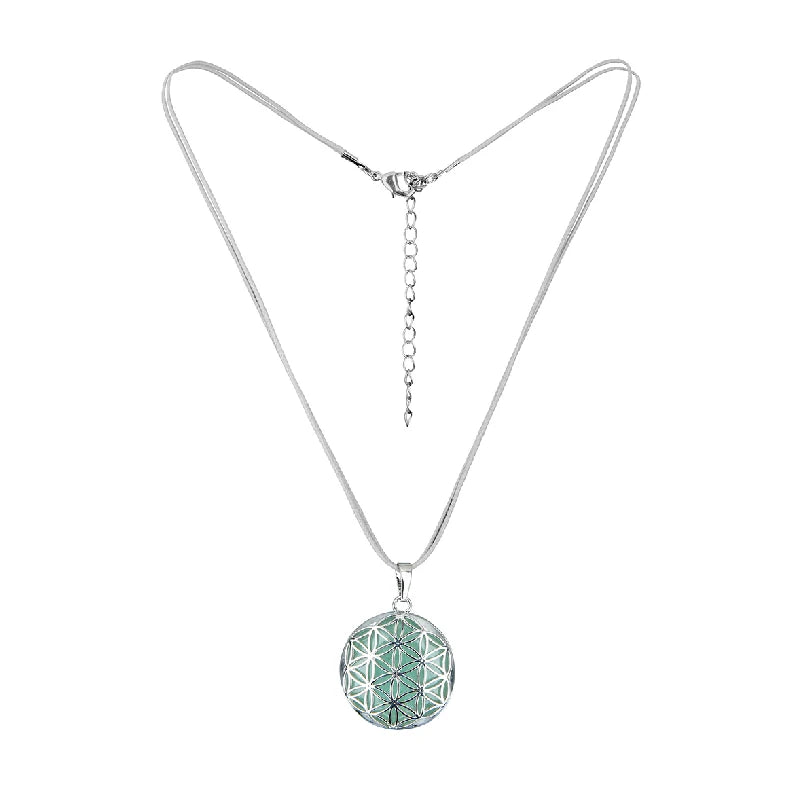 Halskette "Blume des Lebens" mit Schmuckstein grüner Aventurin