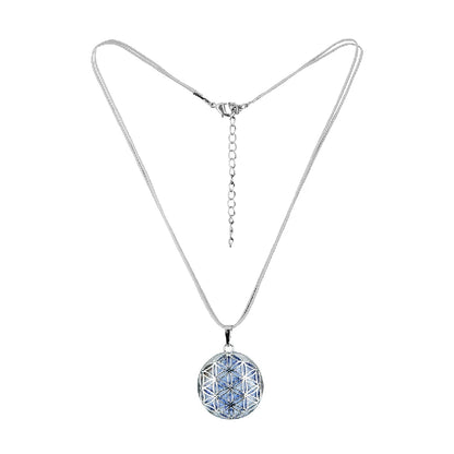 Halskette "Blume des Lebens" mit Schmuckstein Lapislazuli