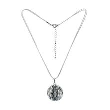 Halskette "Blume des Lebens" mit Schmuckstein Obsidian