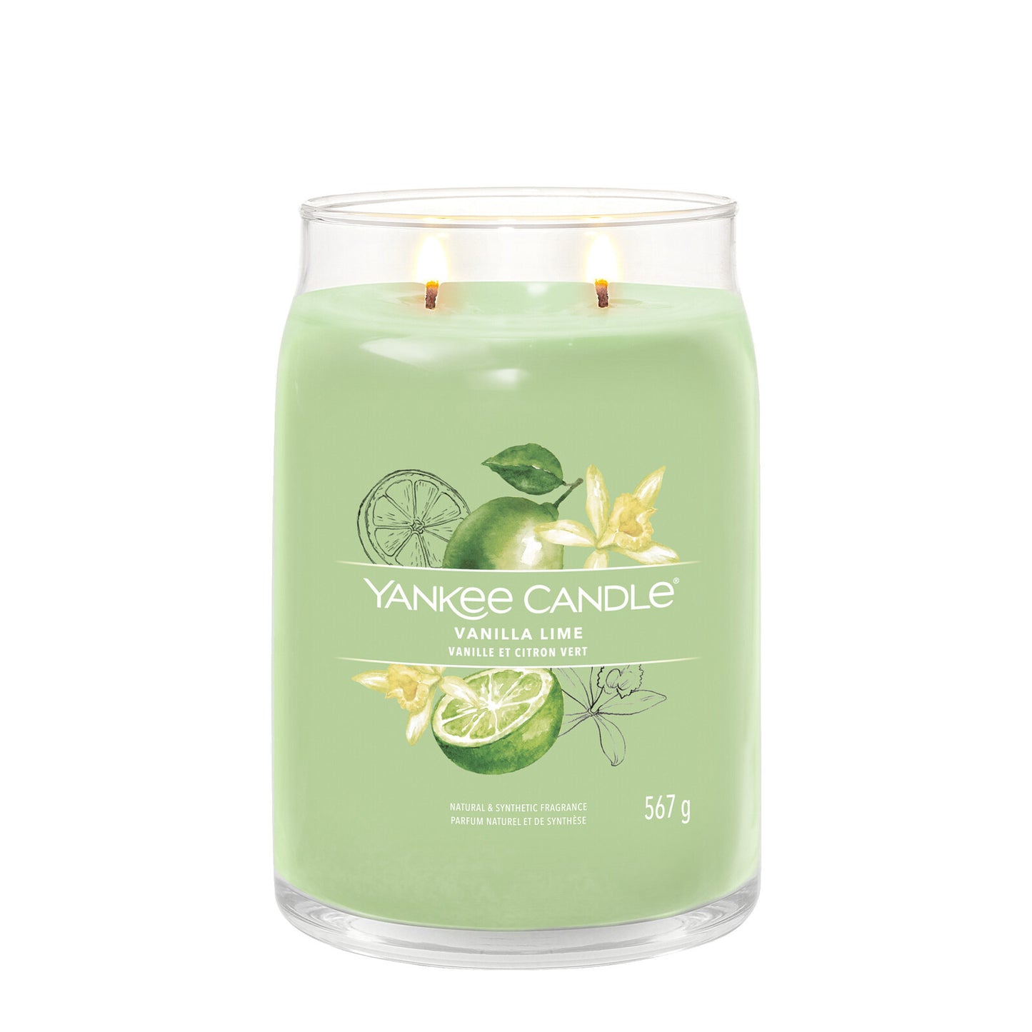 Yankee Candle Duftkerze - Vanilla Lime, großes Glas - brennend