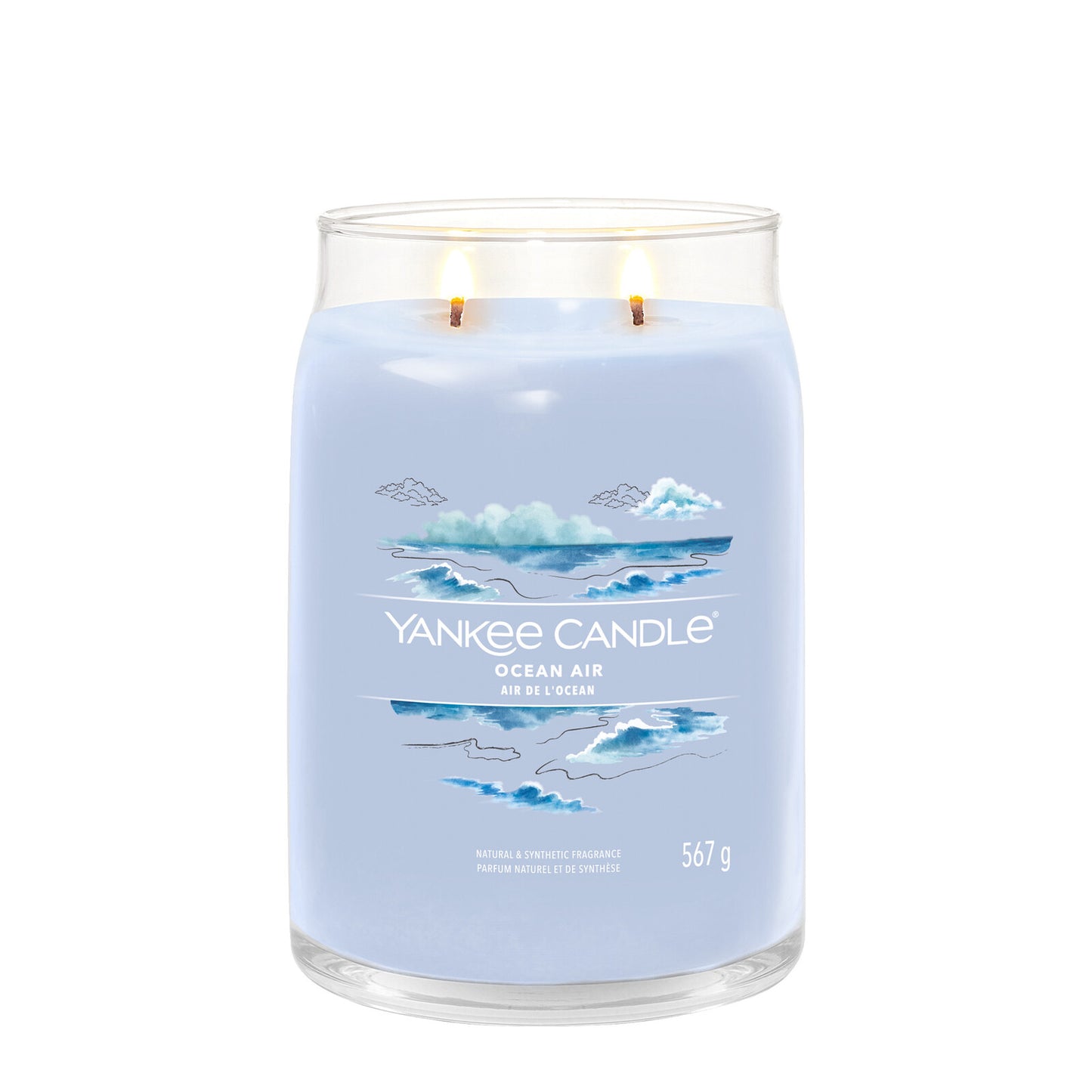 Yankee Candle Duftkerze - Ocean Air, großes Glas- brennend