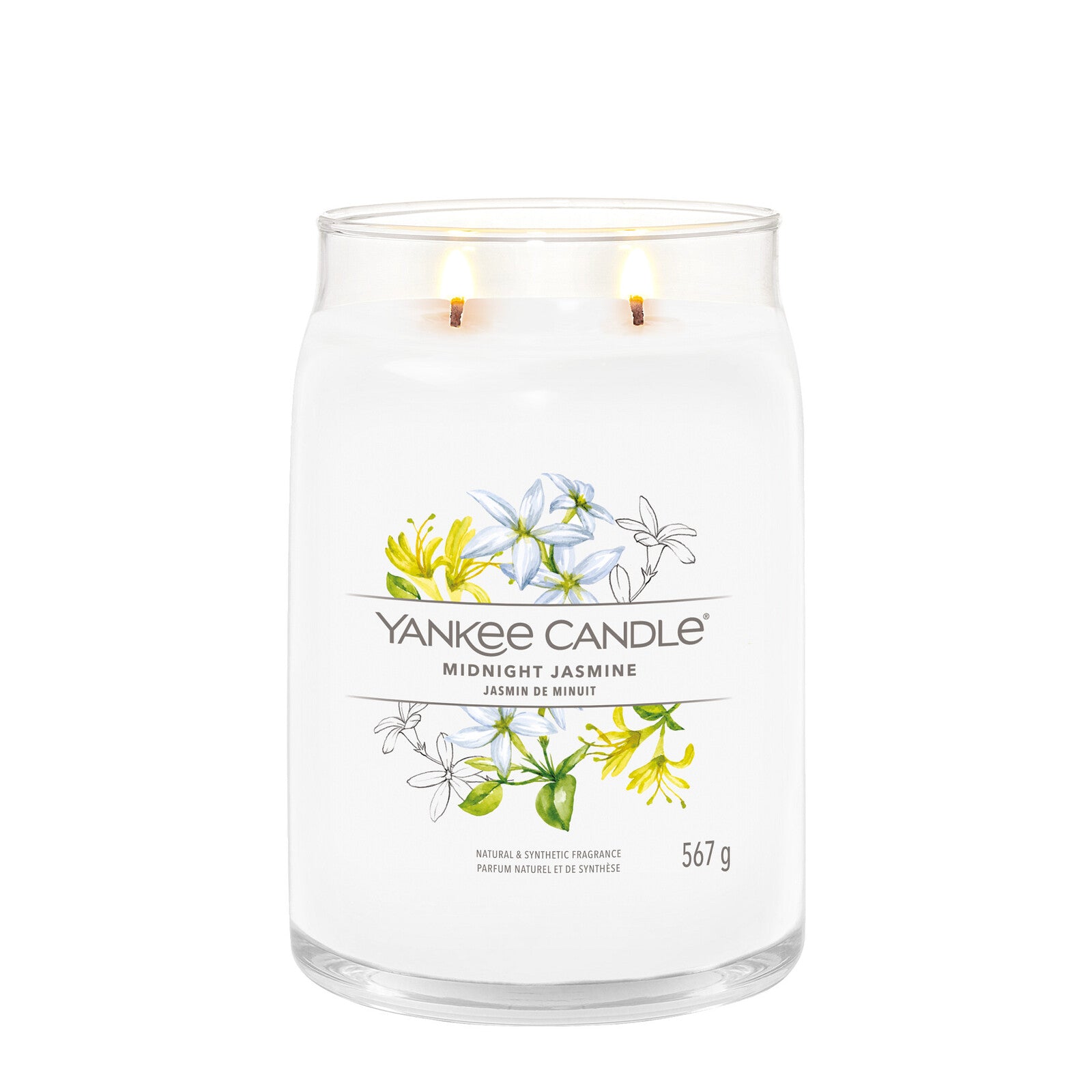 Yankee Candle Duftkerze - Midnight Jasmine, großes Glas - brennend