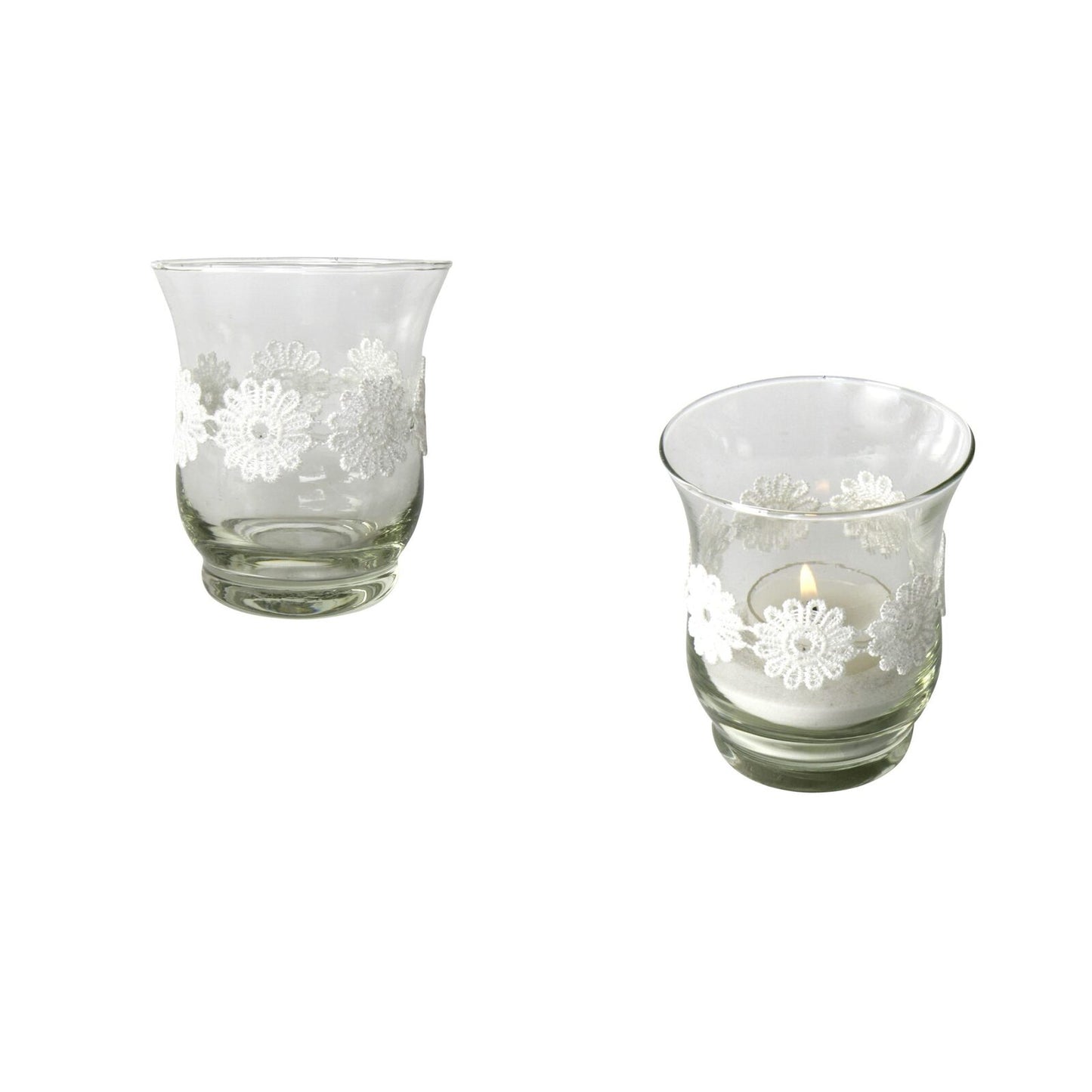 Teelichtglas mit Blumenbordüre