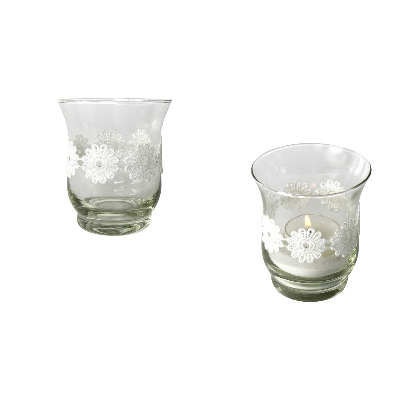 Teelichtglas mit Blumenbordüre