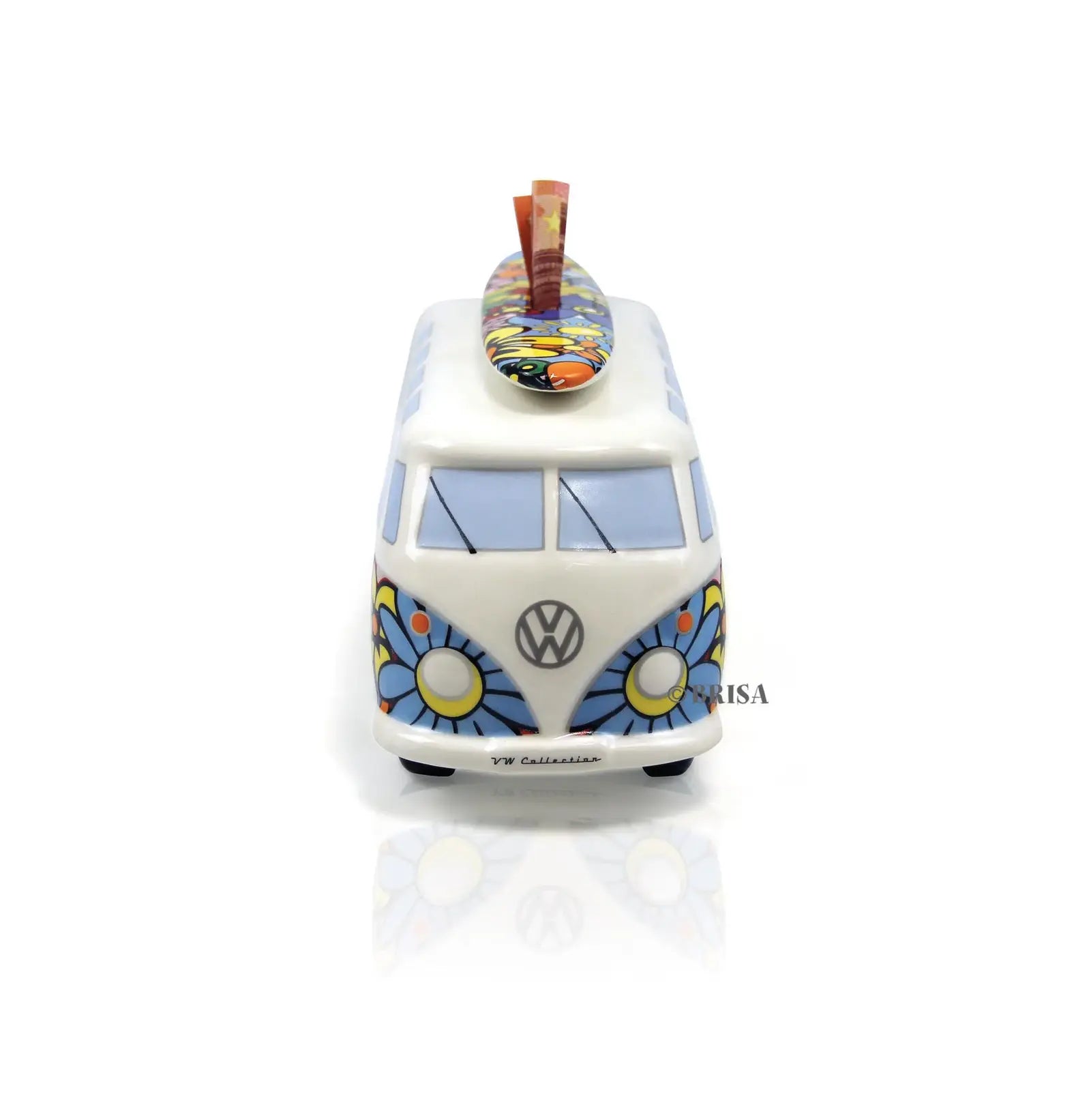 VW T1 Bulli Spardose "Blumen" mit Surfbrett
