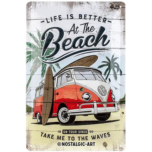 Nostalgic-Art Blechschild VW Bulli Beach, 20x30 cm