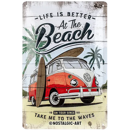 Nostalgic-Art Blechschild VW Bulli Beach, 20x30 cm