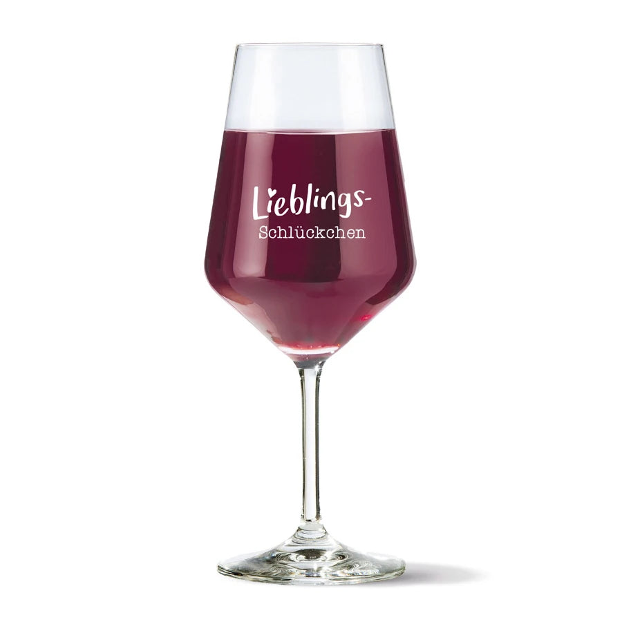 Weinglas mit Spruch „Lieblingsschlückchen“