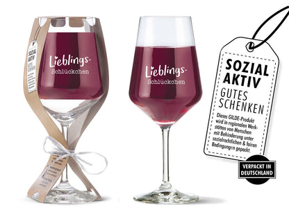 Weinglas mit Spruch „Lieblingsschlückchen“