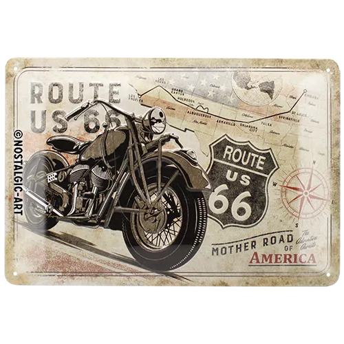 Nostalgic-Art Blechschild Route 66 Map, 20x30 cm