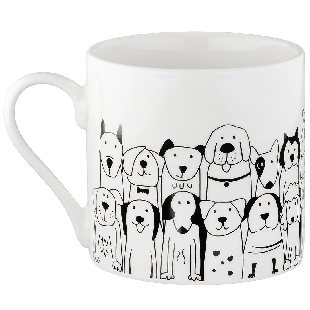 Tasse "Hundebande" aus Porzellan mit Hundmotiv