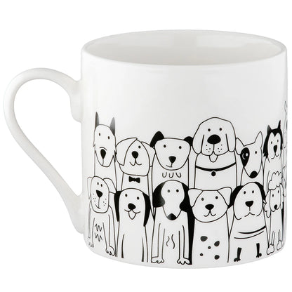 Tasse "Hundebande" aus Porzellan mit Hundmotiv