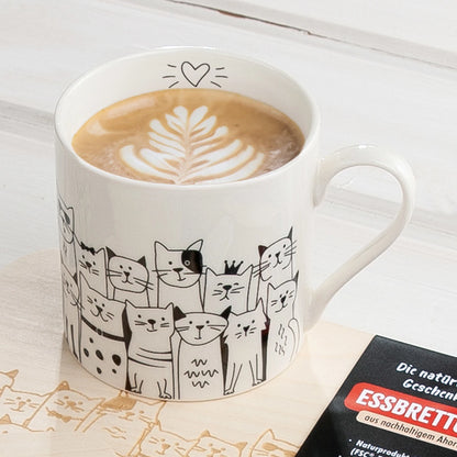 Tasse "Katzenbande" aus Porzellan mit Katzenmotiv