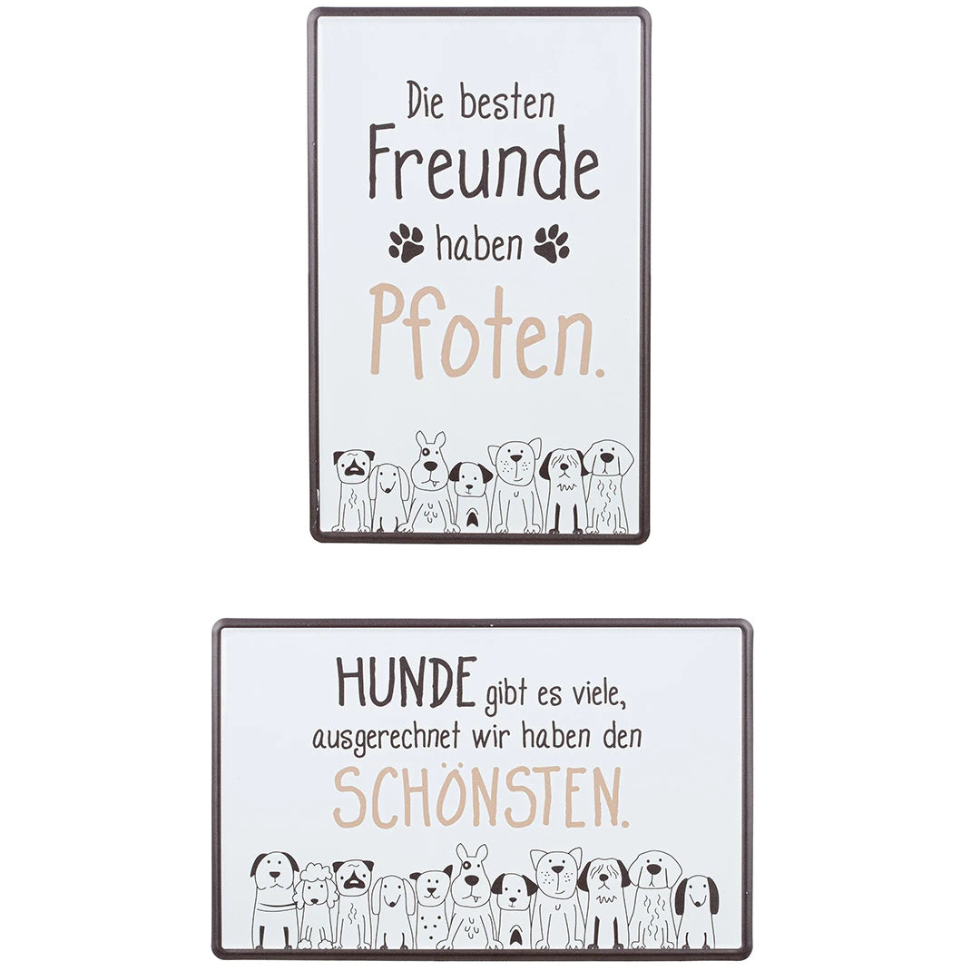Blechschild "Hundebande" mit Spruch, 30x19 cm