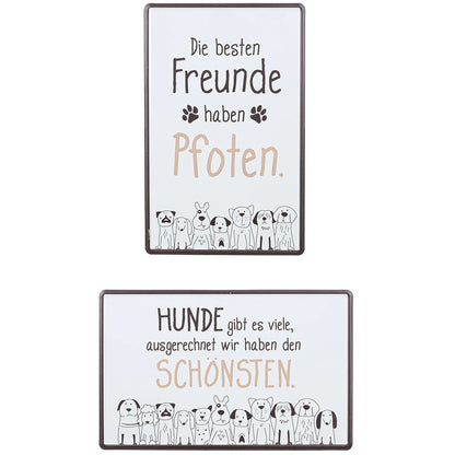 Blechschild "Hundebande" mit Spruch, 30x19 cm