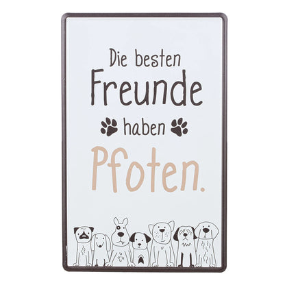 Blechschild "Hundebande" mit Spruch, 30x19 cm