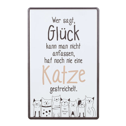Blechschild "Katzenbande" mit Spruch, 30x19 cm