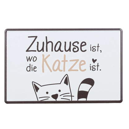 Blechschild "Katzenbande" mit Spruch, 30x19 cm
