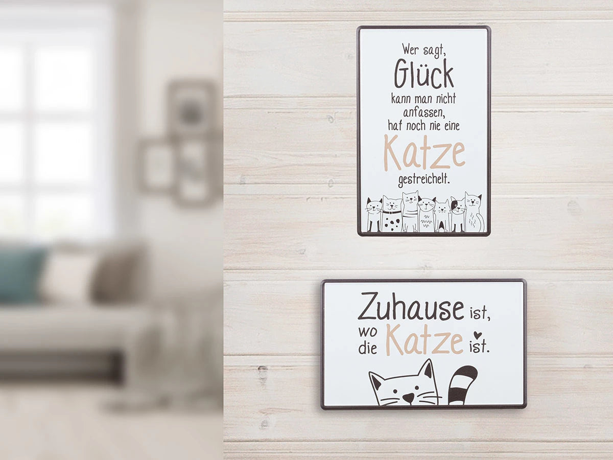 Blechschild "Katzenbande" mit Spruch, 30x19 cm