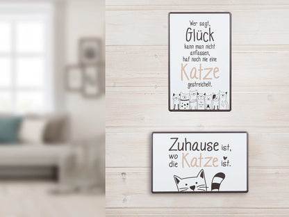 Blechschild "Katzenbande" mit Spruch, 30x19 cm