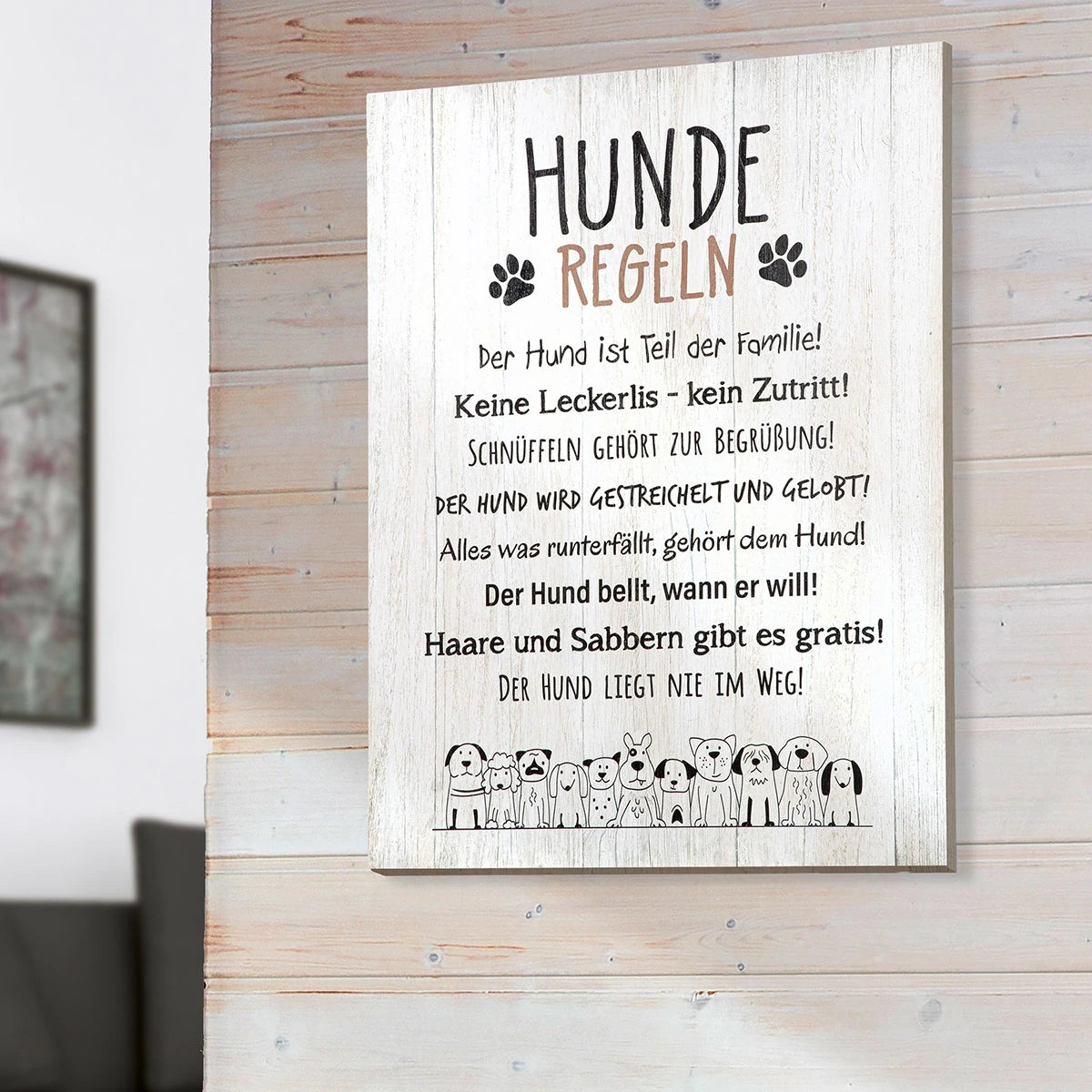 Schild "Hunderegeln" mit Hundmotiv, 50x36 cm Mood