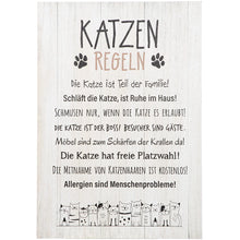 Schild "Katzenregeln" mit Katzenmotiv, 50x36 cm