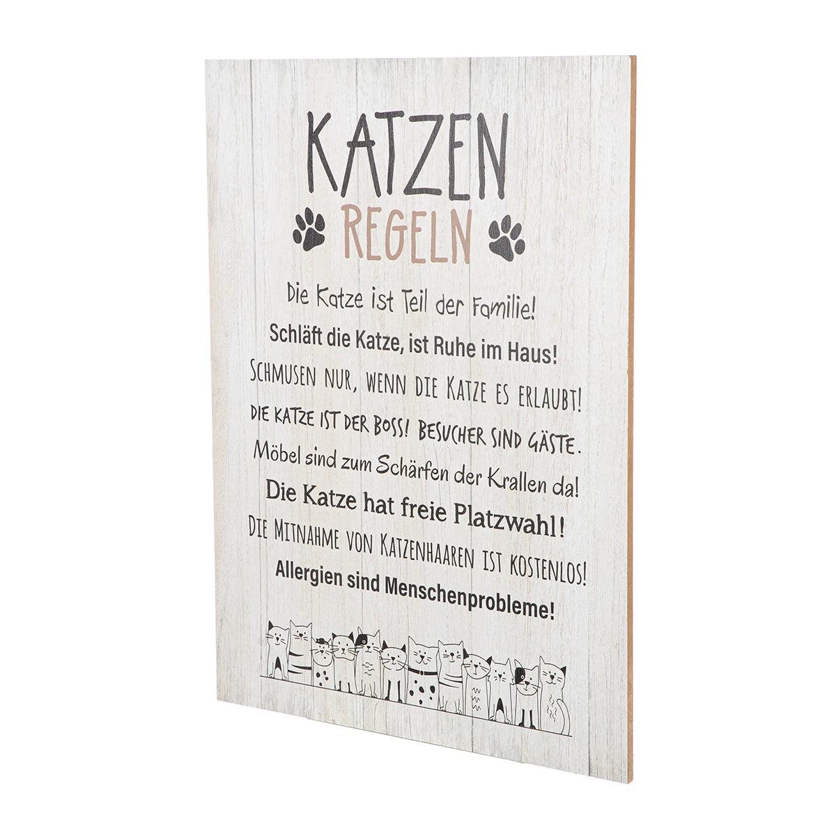 Schild "Katzenregeln" mit Katzenmotiv, 50x36 cm