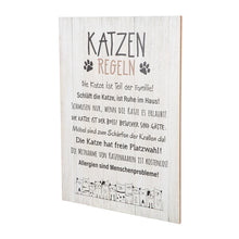Schild "Katzenregeln" mit Katzenmotiv, 50x36 cm