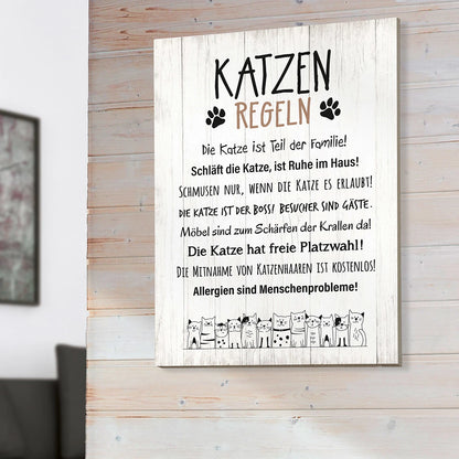Schild "Katzenregeln" mit Katzenmotiv, 50x36 cm Mood